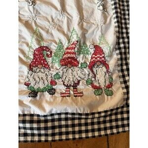 Handmade Cross Stitch Gnome For The Holidays  Design Table Runner 18” x 48”